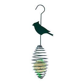 Homescapes Fat Ball Dispenser, Bird Feeder with Round Metal Spring, Fat Ball Holder with Chaffin Silhoutte, 14 Inch