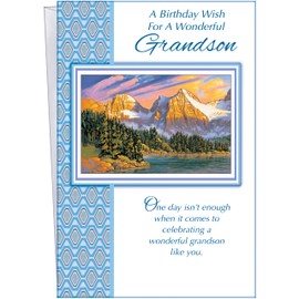 Chuck's Card-O-Rama - Birthday Card For Grandson - MADE in USA - From Grandpa, Grandma, Grandparents - Envelope Included - 5" x 7.75" - Packaged in Extra Sturdy Mailer - 95742