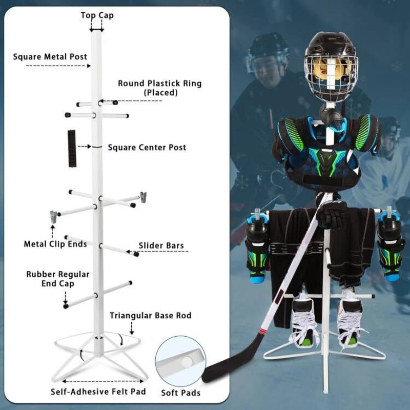 MYHLPER Hockey Gear Drying Rack Hockey Drying Rack Metal Sports