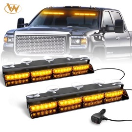 Emergency Dash Strobe Lights 2x16.8 Inch Amber White 48 LED Flashing Warning Hazard Interior Windshield Light BarsLight Color: Blue/amber, Rated Power: 48, Beam Angle: Spot