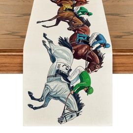 Artoid Mode Horse Racing Jockey Kentucky Derby Table Runner, Sports Festival Holiday Kitchen Dining Table Decoration for Home Party Decor 13x90 Inch