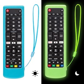 Angrox 【2 Pack】 Silicone Protective Case for LG-TV-Remote Glow in The Dark, Remote Cover for LG Smart TV Remote AKB75095307 AKB75375604 AKB74915305(Luminous Green + Blue)