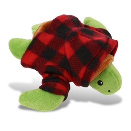DolliBu Soft Sea Turtle Stuffed Animal with Plaid Red Hoodie Sweater and Personalization - Sea Turtle Plush Lumberjack Stuffed Toy with Plaid Jacket Dress Up for Christmas, Holiday, Winter - 6 Inches