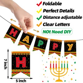 Joy Bang Kwanzaa Decorations for Home, Happy Kwanzaa Banner, Kwanzaa Hanging Cards for Office Classroom Indoor, African Heritage Holiday Ornaments Party Decor, Kwanzaa Party Supplies Favors