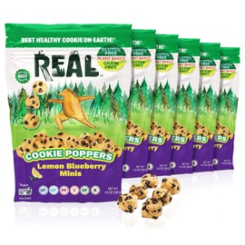REAL Lemon Blueberry Mini Cookie Poppers – Bite-sized Gluten Free Semi Soft Baked Cookies – Dairy Free, Vegan, Kosher, Paleo – Delicious Mini Lemon Blueberry Cookies (4.5 oz, 6 Pack)