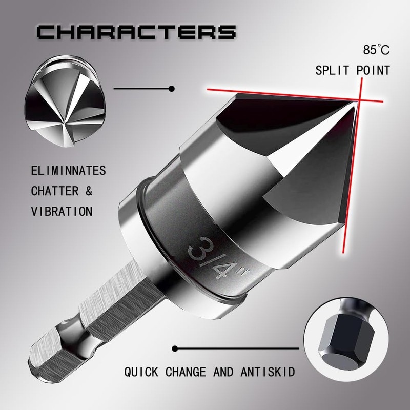 M35 Cobalt Countersink Drill Bit Pro-Grade 6pc Cobalt Countersink Bits