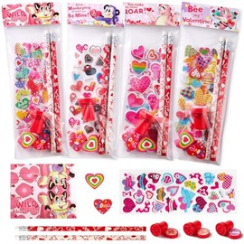 JOYIN 28 paquetes/225 piezas de papelería para el Día de San Valentín, juego de regalo para niños para intercambio entre compañeros de clase, incluye 