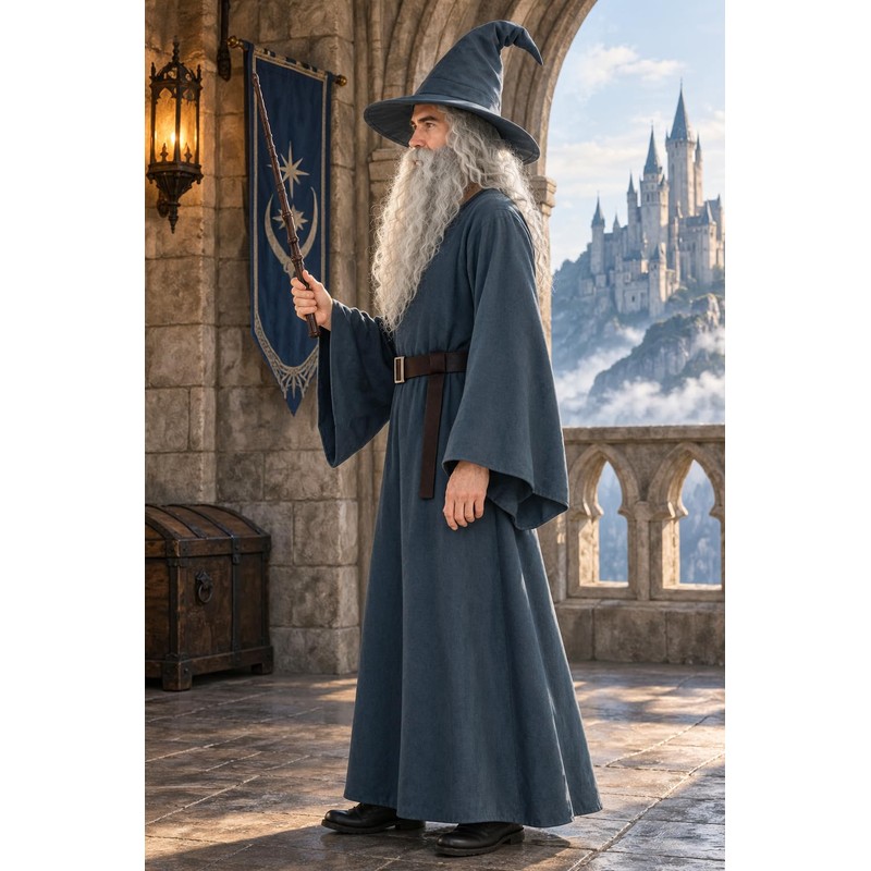 EDAUWAE Wizard Costume with Wigs Beards Pagan Tunic Costume Wizard