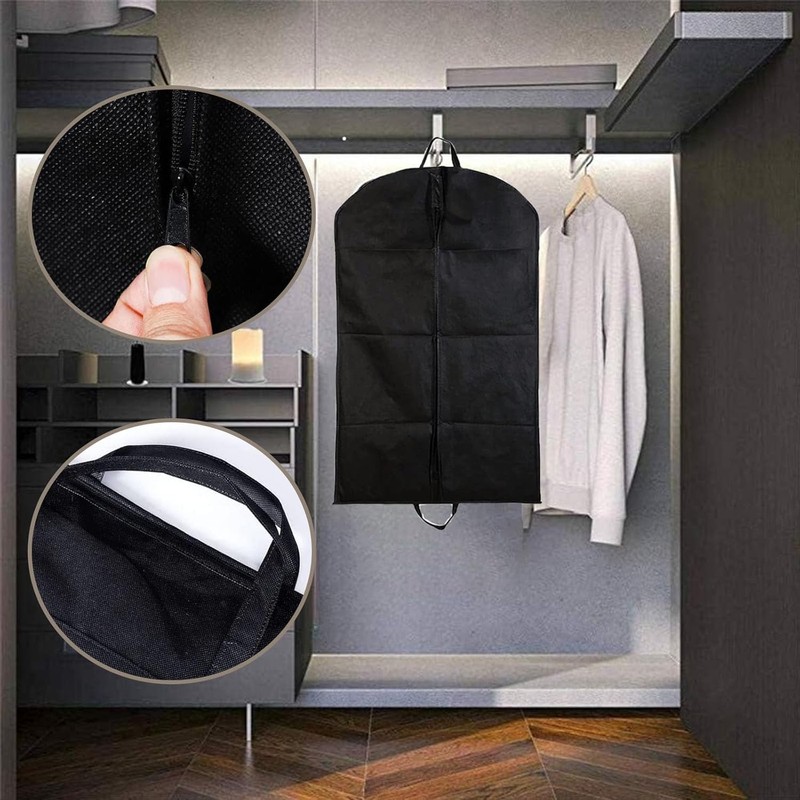 Black Suit Carrier - Reusable Garment Bag with Full Zipper,