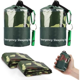 EEEKit Survival Bag, 2 Pieces Lightweight Emergency Sleeping Bag Equipment, Mylar Survival Gear with Whistle for Camping