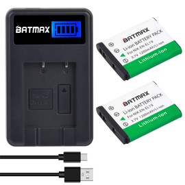 Batmax 2X EN-EL19 NP-BJ1 Battery + Quick LCD Charger for Nikon Coolpix A100, A300, S33, S100, S2600, S2700, S2750, S2800, S3100, S3300, S3400,S4100,S6700, S6800, S6900 and Sony NP-BJ1, NPBJ1 Cameras