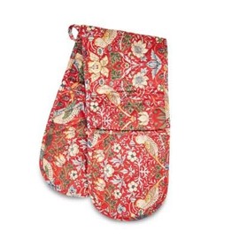 Strawberry Thief Red Design Quilted Double Oven Glove 100% William Morris Gallery
