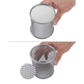 EasyPAG Pencil Holder Mesh Pen Cup Marker Holder Makeup Brush Holders for desks and storage, 2 Pack, Silver