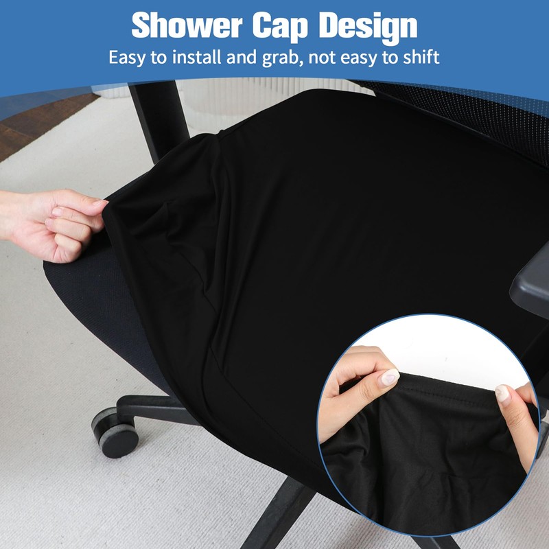 Black Office Chair Covers Elastic Removable Chair Cushion Protector Washable