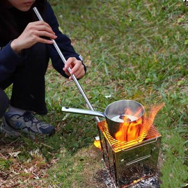 Portable Wood Burning Camp Stove with Grill - Folding, Backpacking, Box Stove with Fire Blowing Stick and Carrying Bag
