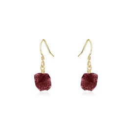 Ruby Raw Nugget Earrings in 14k Gold Fill