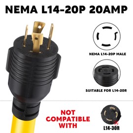 Kanayu 10ft Generator Transfer Switch Adapter Cord Compatible with Nema 14-50p to L14-30r, 4 Prong 50amp to 30 Amp Generator to House Inlet Box Adapter, STW 10 Awg, Etl Listed