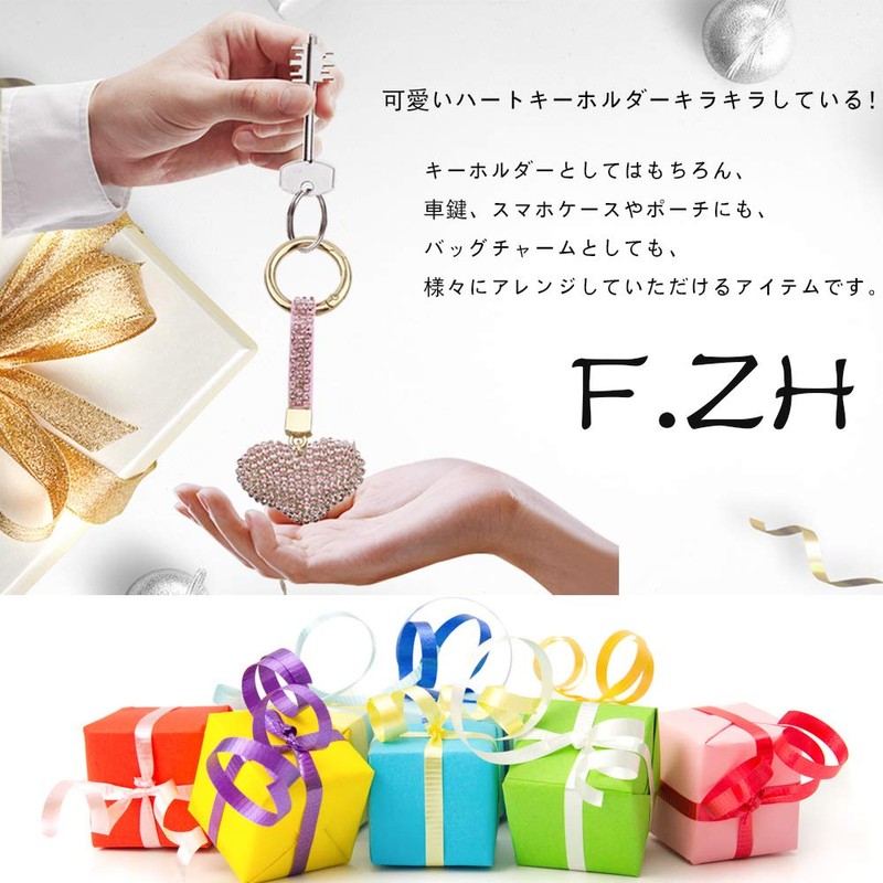 F.ZH Key Chain, Bag Charm, Bag Accessory, Love Charm, Rhinestone,
