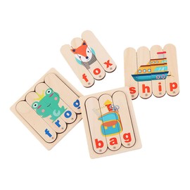 Kisangel 1 Set Educational Alphabet Matching Puzzle Cards for Safe Wooden Learning for English Language Development and Early Literacy Skills