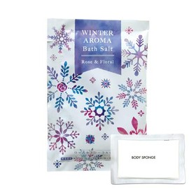 Winter Aroma Bath Salt, 0.7 oz (20 g) (Rose Floral Scent), 300 x Soothing Type + 1 Compression Sponge