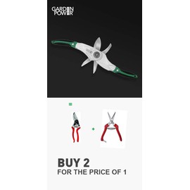 Garden Power Hand Pruner & Shears 2 in 1 Multi-Cutter, Unique Locking Design Allows Switching Between Pruner and Shear Snipping Function. 1/2 Inch Cutting Capacity. Clippers for Garden Hedge & Shears