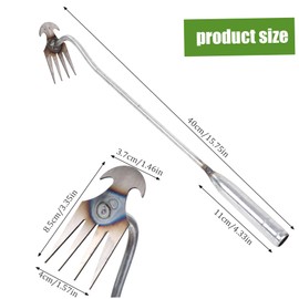 Weed Puller Tool Weed Puller 4 Teeth 15.75in Weed Remover Sharp Iron 2 in 1 Weed Puller Tool Weed Remover Tool Weeding Tools Gardening Welded Non-Stick Weed Pulling Tool for Garden Farm
