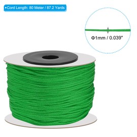 PATIKIL 87 Yard Nylon Satin Cord 1 mm Beading String Braided Rope Grass Green