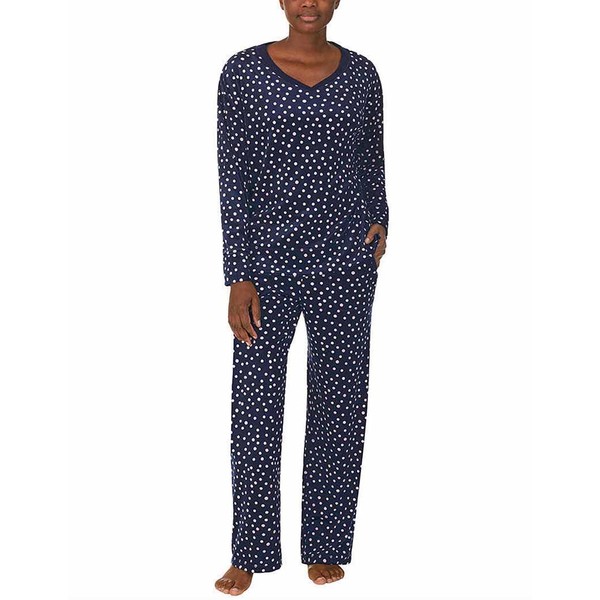 Nautica Conjunto de pijama de forro polar para mujer de 2 piezas, Azul / Patchwork, S