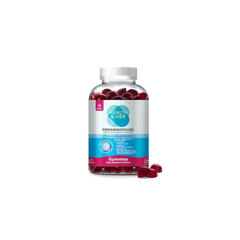 Health & Her Perimenopause Raspberry Gummies, Vegan, 30 Day Supply