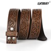 LEACOOLKEY Western Belt Strap for Men without Buckle 1.5" Wide
