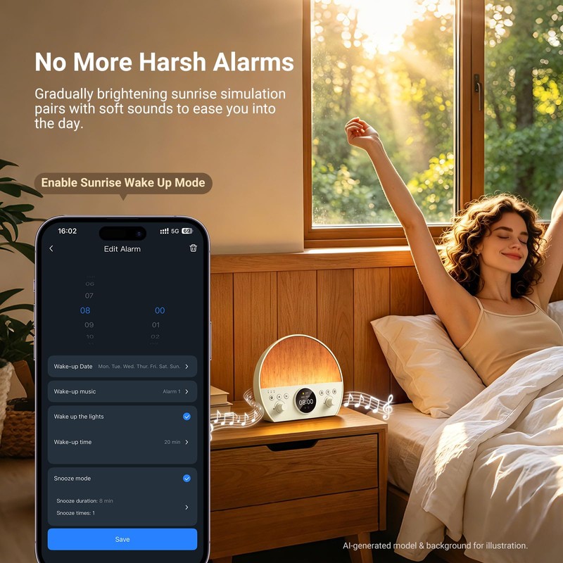 NEEWER NF03 Sunrise Alarm Clock Smart Wake Up Light, AI