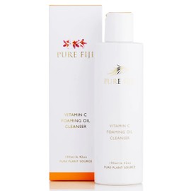 PURE FIJI Cleansing Oil with Vitamin C Brightening Foaming Face Wash with Vitamins C & E- Deep Clean & Makeup Remover Oil, Great for All Skin Types Facial Cleanser (6.4oz/190ml)