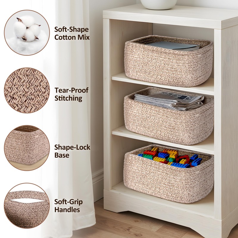 VIRETH HAUS 5-Pack Small Woven Rope Storage Baskets – 2