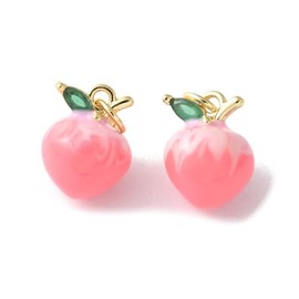 LiQunSweet - Abalorio de latón esmaltado con forma de corazón de fruta, diseño de corazón de fruta, para manualidades, joyería, No es una piedra preciosa