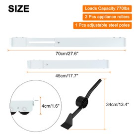 PATIKIL Appliance Rollers, 2 Pack Extendable Appliance Sliders with 24 Wheels and Pry Bar, Easily Move Washers, Dryers, Stove, Refrigerators, Mini Fridge, Kitchen Furniture, White