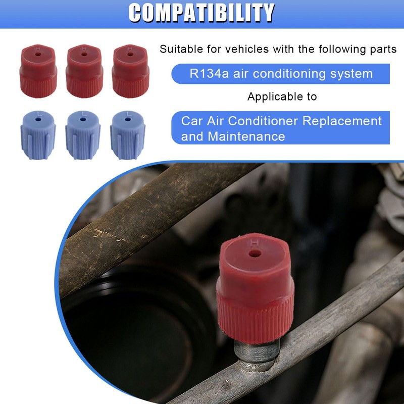 GAOLAOSY R134a AC Valve Cap Kit, 13mm & 16mm Air