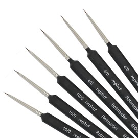 Repino Red Sable Real Hair Brush Set Finest Quality for Nail Art Watercolour Paints Oil Colours (3 x 10/0 and 3 x 4/0)