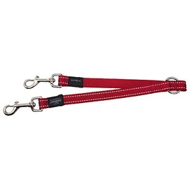 Rogz Classic Dual Use Double Split Dog Lead with Reflective Stitching Red Large
