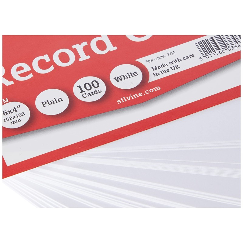 Silvine Record Cards 152x102 mm Plain Pack of 100 -