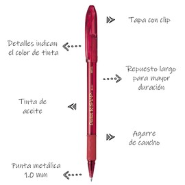 Pentel BK91CRT-B Bolígrafo RSVP, Punto Mediano Tinta Roja
