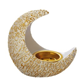Crescent Resin Incense Burner Arab Ramadan Moon Crescent Incense Holder EID Middle East Aromatherapy Stove Muslim Candle Lamps Aroma Oil Diffuser Desktop Ornament Home Office Living Room Decor Gift