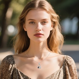 AOBOCO 2 Cats Pendant Necklace 925 Sterling Silver Black and White Cat Friendship Necklace Birthday Jewelry Gifts for Women Cat Lovers 18+2 Inches