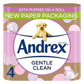 Andrex Gentle Clean Toilet Rolls - 4 Toilet Roll Pack - Gentle and Soft on Your Family's Skin - Dermatologically Tested