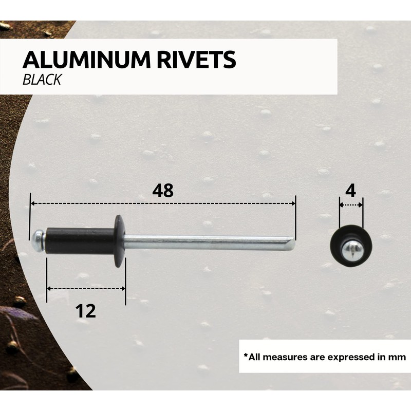 DOJA Industrial Black Aluminium Blind Rivets 4.8 x 12 mm