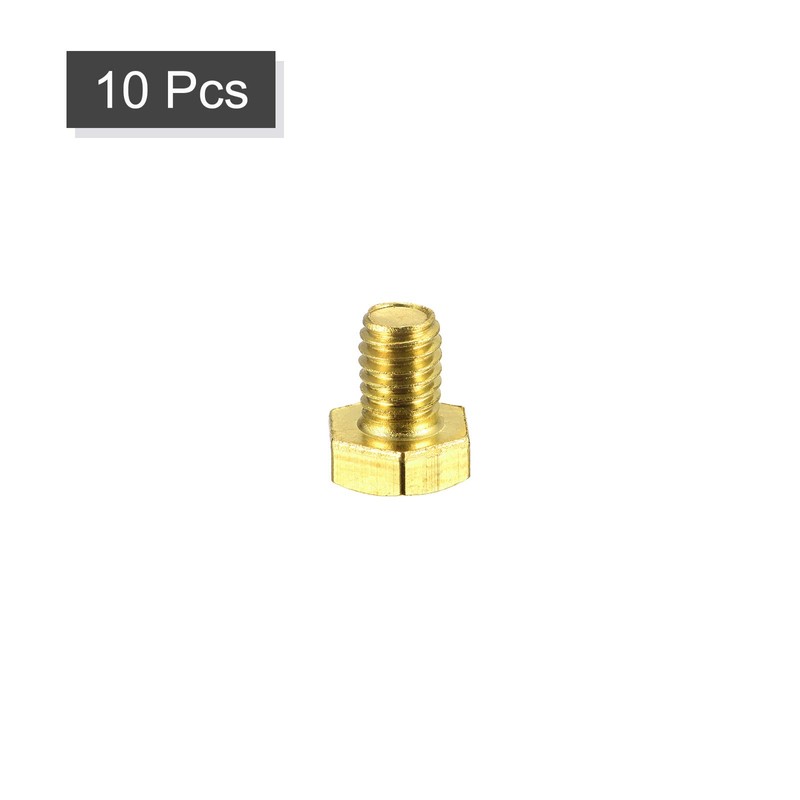 sourcing map Brass Hexagon Screws M6 x 8 mm 10