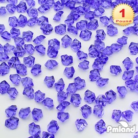 PMLAND Clear Fake Ice Rocks – 180 Pcs Large Purple Acrylic Gems Crushed Plastic Diamonds Vase Filler for Centerpieces, Theme Décor, Holidays, Parties, Aquarium & Table Scatter