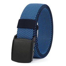 JASGOOD Elastic Stretch Belt for Men Outdoor Sports Work Nylon Canvas Web Mens Elastic Belt with Plastic Buckle, Width 3.8cm,Blue,Fit Pants Below 35"
