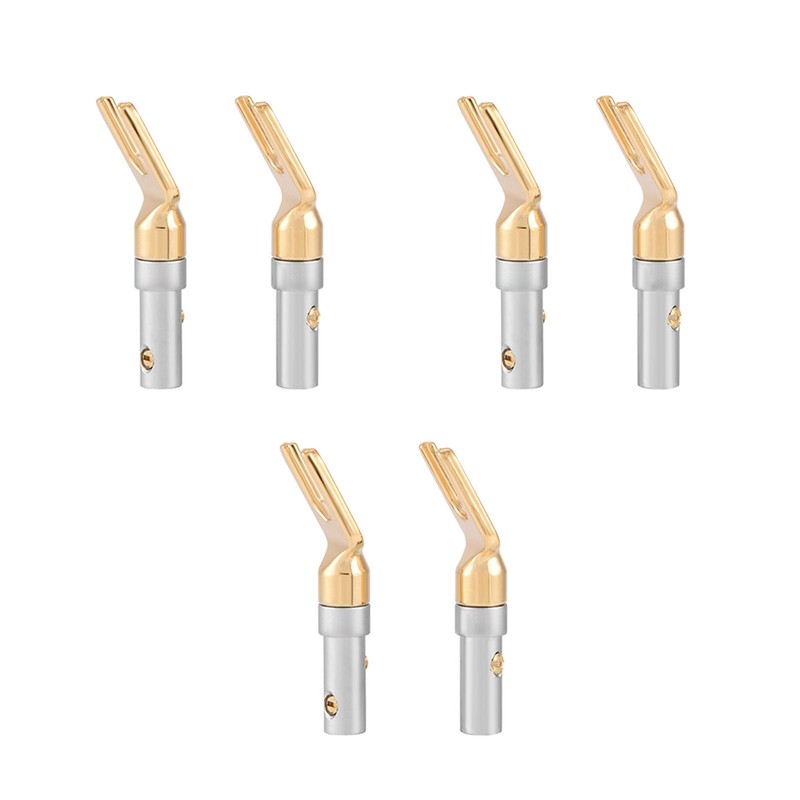 6 Pcs Gold Plated 4mm Banana U Fork Y Spade