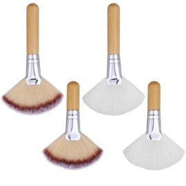 4 Pack Fluffy Facial Brushes Fan Brushes Soft Bristle Makeup Brush Esthetician Fan Brush Facial Applicator Brushes, Highlighter Brush Face Makeup Tools for Women Girls Loose Powder Blush