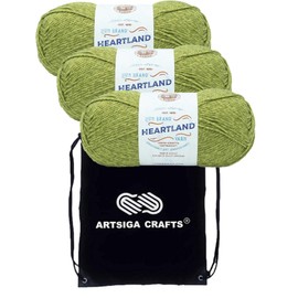 Lion Brand Yarn Heartland Yarn Haleakala 136-175 (3-Skein) Same Dyelot Worsted Medium #4 Soft 100% Acrylic Bundle with 1 Artsiga Craft Bag